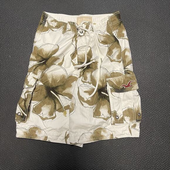 Hollister Men's Swim Cargo Trunks Hibiscus Y2K 100% Polyester Size S - Picture 1 of 5